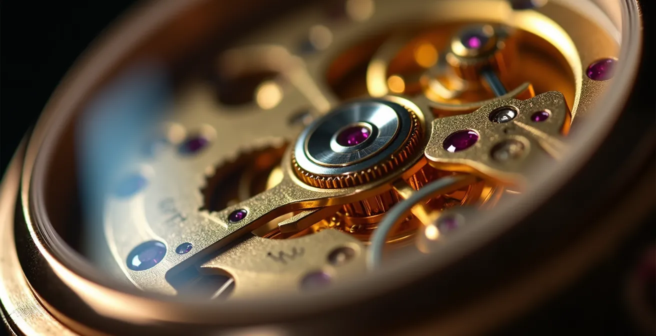 Expert horloger examinant une montre de luxe avec une loupe professionnelle