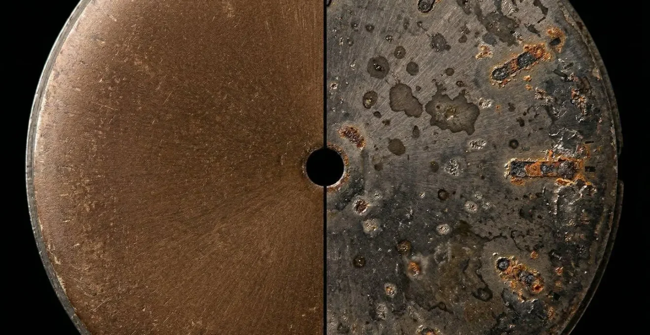 Comparaison macro entre un cadran tropical valorisant et un cadran piqué dévalorisant sur une montre vintage