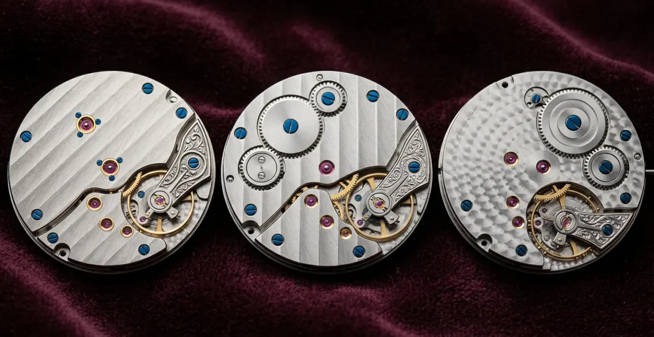 Composition élégante de mouvements horlogers de haute précision en présentation artistique