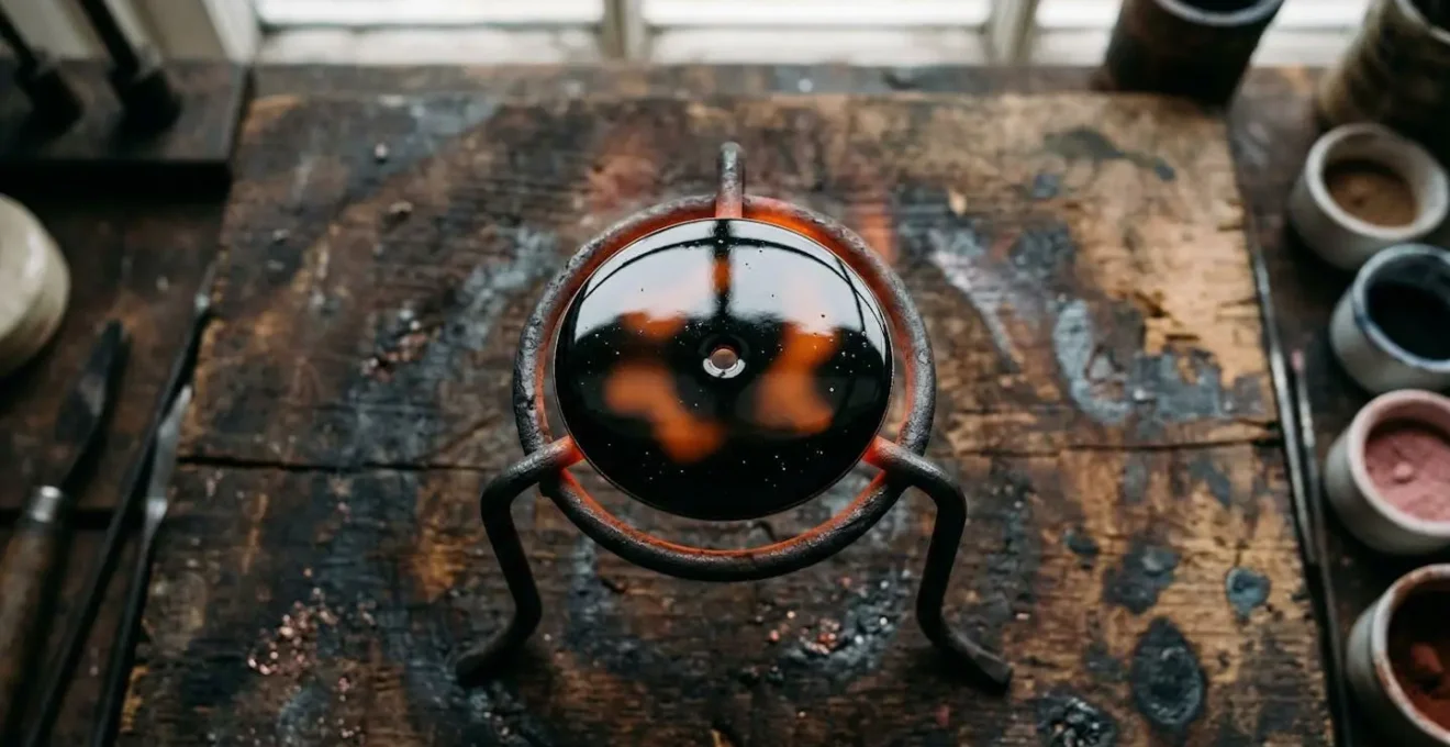 Détail macro d'un cadran en émail grand feu montrant la profondeur et la brillance de la surface vitrifiée