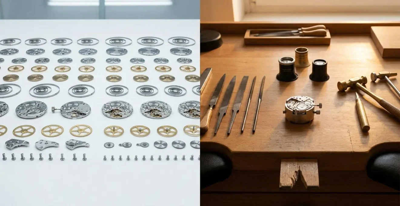 Comparaison visuelle de la répartition des coûts entre montres de luxe et haute horlogerie
