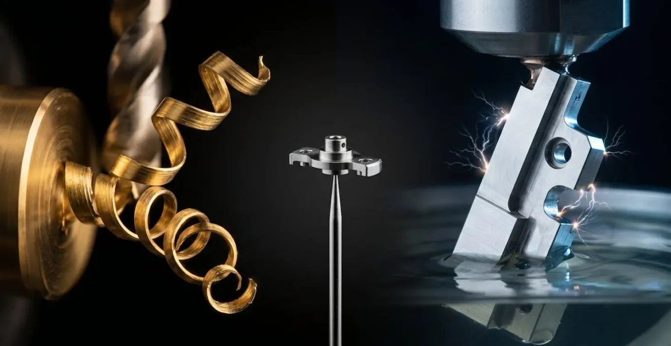 Comparaison visuelle entre décolletage et électro-érosion de pièces horlogères microscopiques